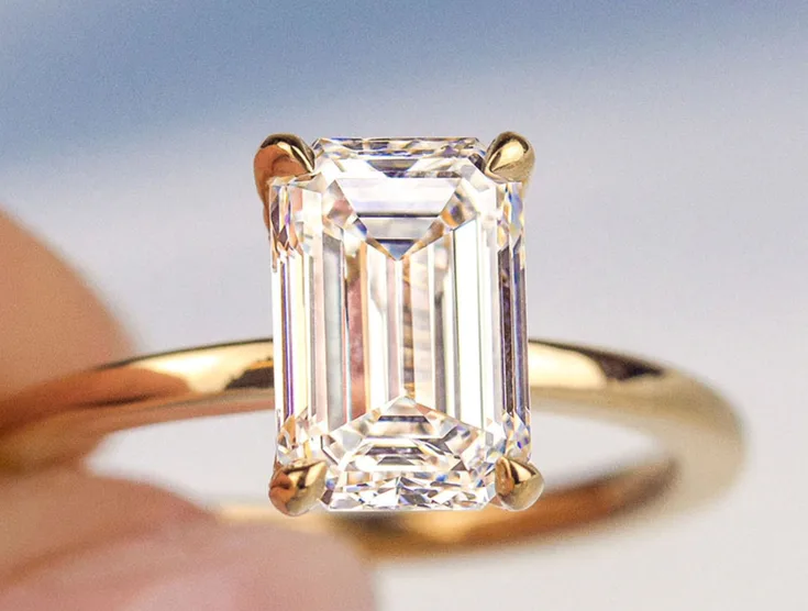 Emerald-cut diamond engagement ring reference